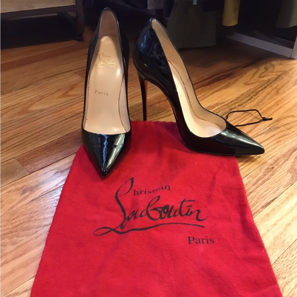 Christian Louboutin Black Patent Leather Pointed-Toe Stilettos